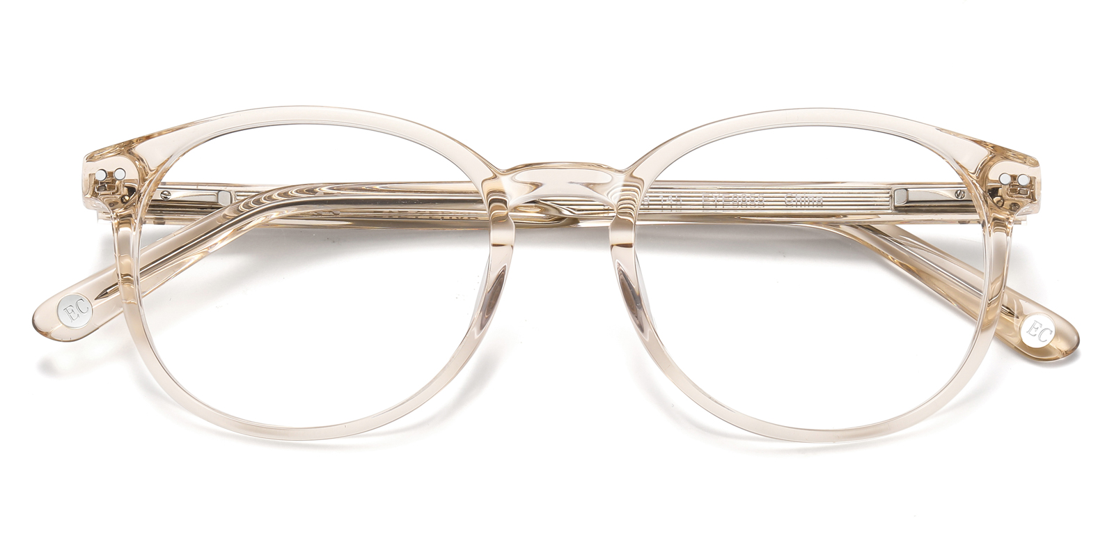 Xisai Prescription Glasses Round Champagne Eyeglasses 9855cg